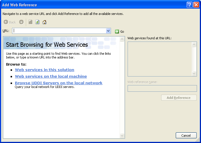 Add Web Reference Dialog